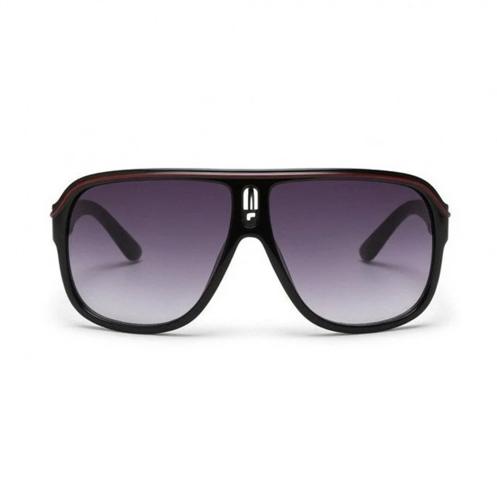 Sunglasses Black Red Stripe Sporty Biker Festival Glam Women Cyber Moto Edgy New